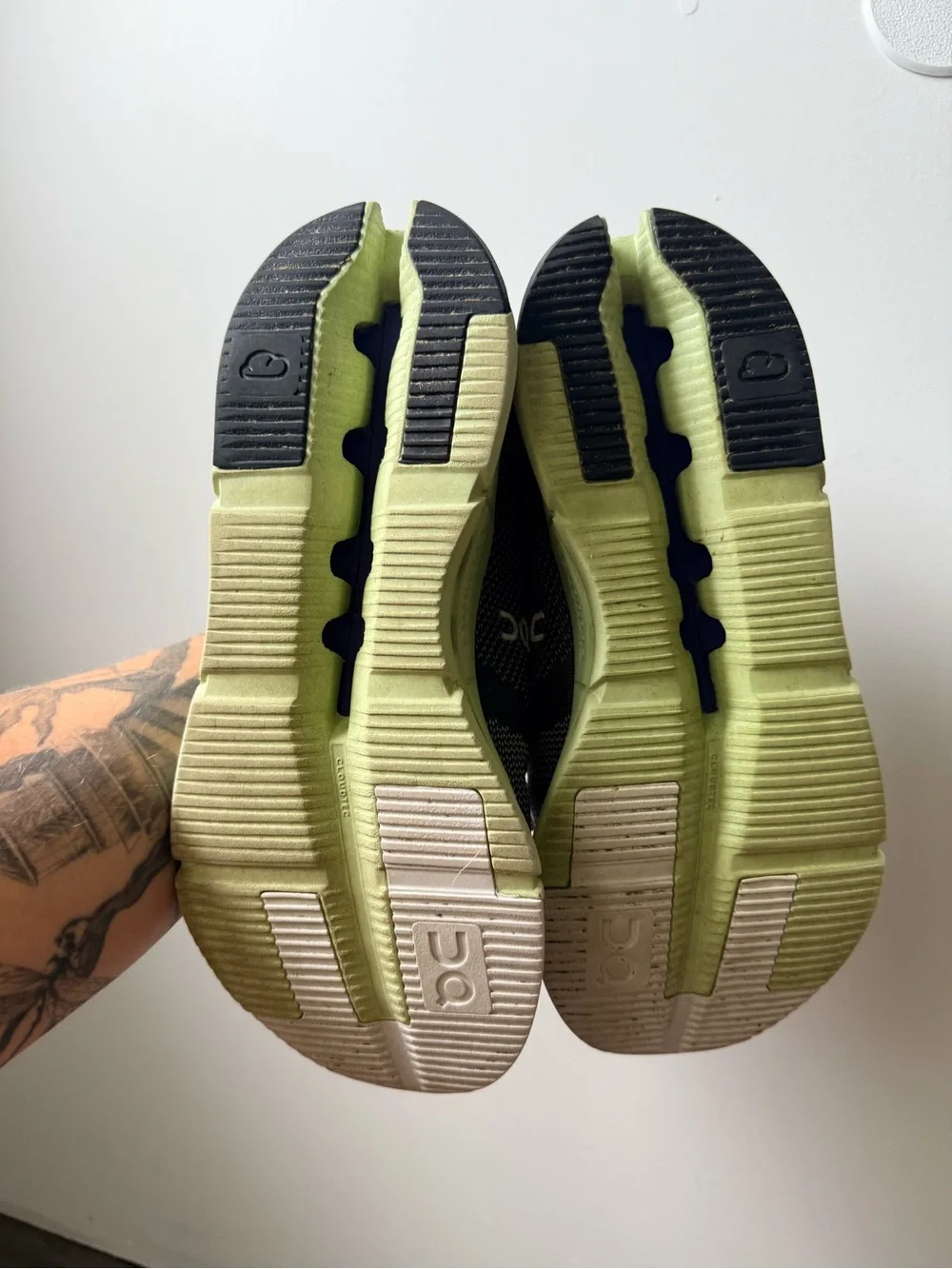 On Cloudrunning Men's Athletic Shoes in Black & Light Green